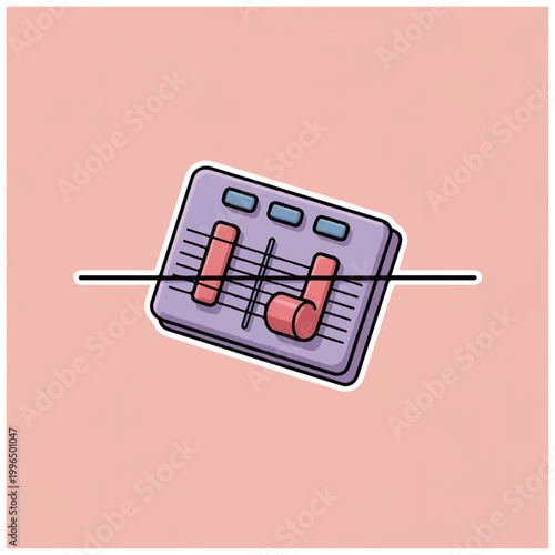 DJ audio mixer with faders and knobs for music production.