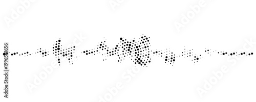 Vector retro grunge sound wave pattern. Audio equalizer halftone design with pulse effect