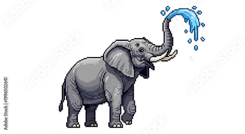 An elephant spraying water from its trunk in a playful manner.