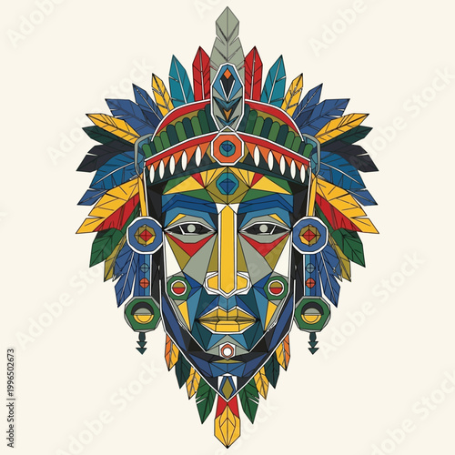 Vibrant Tribal Native American Face Mask.