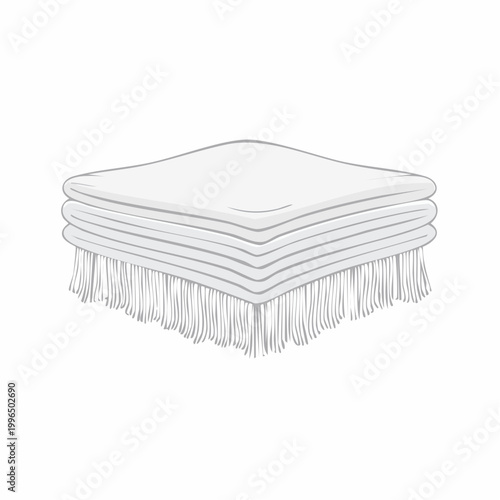 Stack of White Blankets with Fringe