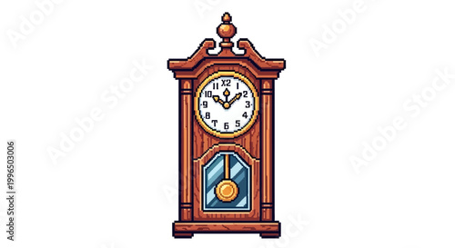 Antique Wooden Grandfather Clock with Pendulum.