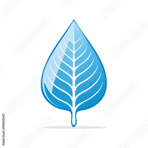 Blue leaf logo with water drop shape