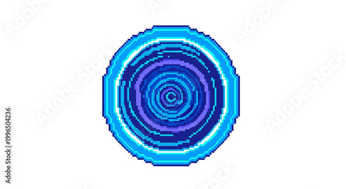Abstract Circular Pattern with Concentric Rings and Vibrant Blue Hues.