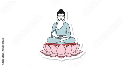 Buddha meditating on lotus flower, serene enlightenment, spiritual calm, peaceful yoga pose.