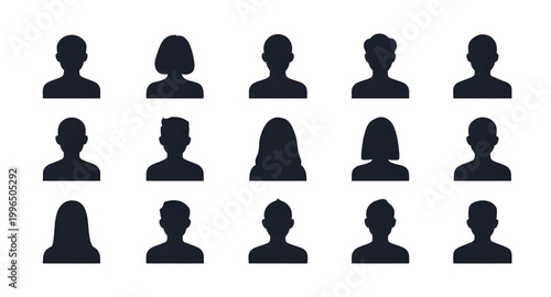Fényképezés default user avatar set, anonymous profile icons, social media user placeholders