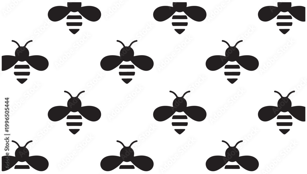 Fototapeta premium Bee pattern silhouette vector graphic design, striped insect repeating motif.