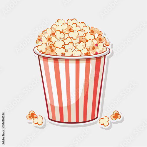 Striped Popcorn Bucket Full of Popcorn