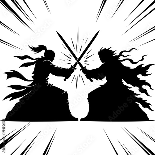 silhouette of a warrior fighter vector design 