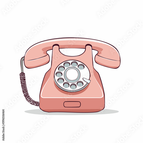 Retro Pink Rotary Telephone Illustration