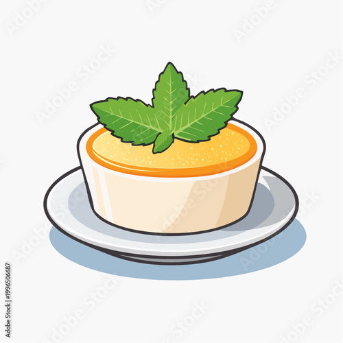 Creamy Dessert with Mint Leaf