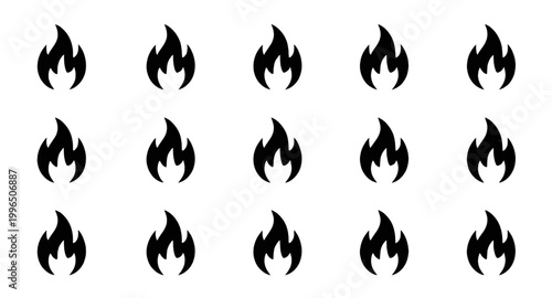 black flame icons, fire icon set, flame silhouettes, heat symbol icons, burning fire graphics, flame clipart set, fire element icons, minimalist flame design, energy symbol set, flame vector icons, fi