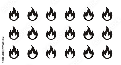 black flame icons, fire icon set, flame silhouettes, heat symbol icons, burning fire graphics, flame clipart set, fire element icons, minimalist flame design, energy symbol set, flame vector icons, fi