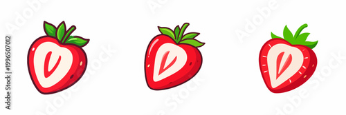 Strawberry Halves in a Vibrant Flat Design Illustration