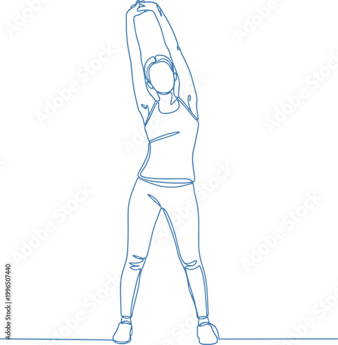 Woman Stretching Arms in Fitness Pose – Healthy Lifestyle and Workout Vector Illustration