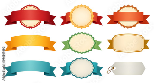 ribbon, badge, vintage, label, award, emblem, seal, retro, decorative, banner, tag, design, classic, ornament, graphic, simple