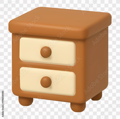 Home Interior Vector Icon Set | 3D icon set | drawer bedside nightstand