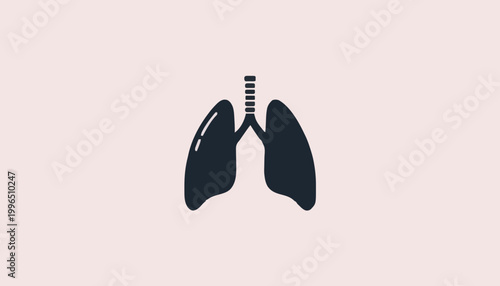 Flat lungs icon. Medical and anatomy symbol for healthcare, pulmonology, respiratory health, and hospital design.