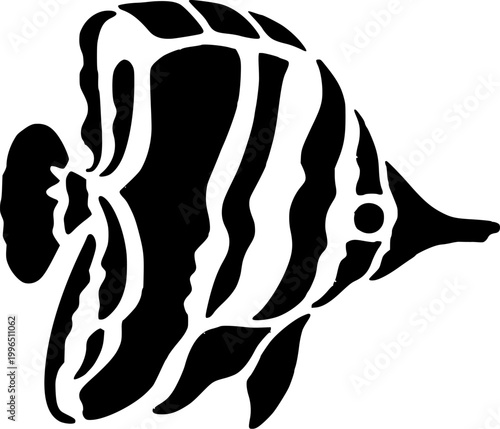 butterfly fish silhouette vector tropical sea animal icon marine life logo