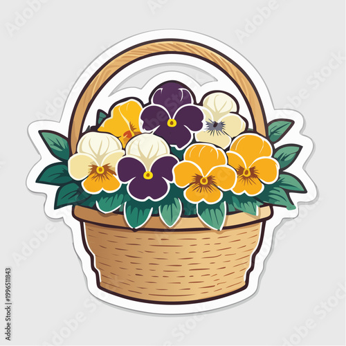 Basket of Colorful Pansies