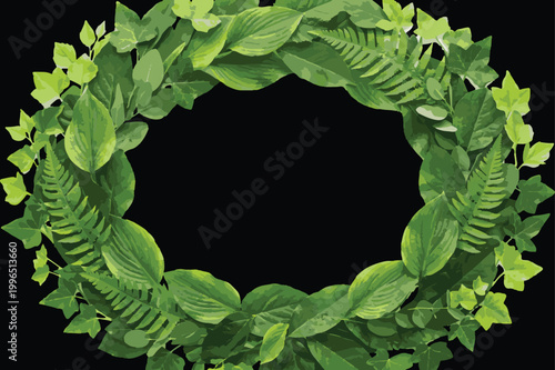 frame of green leaves