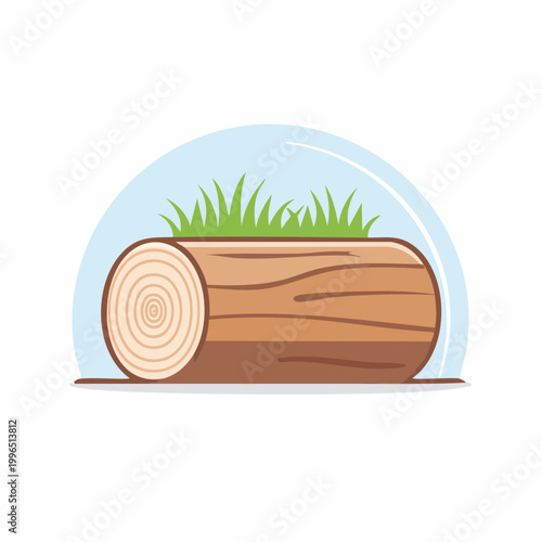 Log with grass under a dome