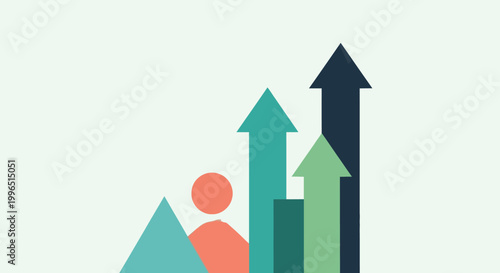 Colorful arrows pointing upwards together.