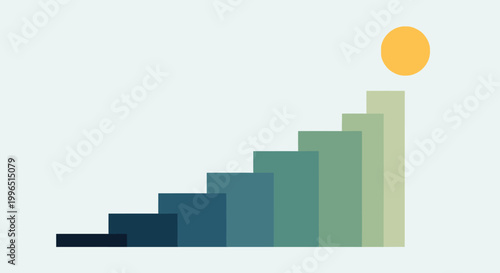 Colorful bar graph with ascending steps.