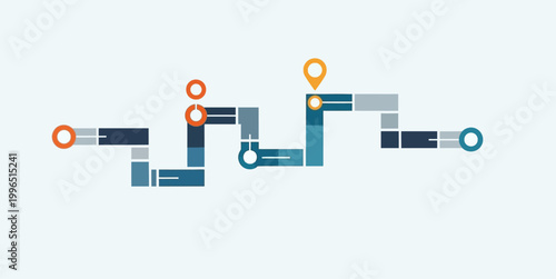 Colorful pipeline system with markers.