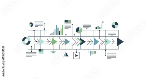 Complex flowchart with arrows and symbols.