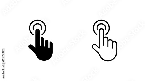 Tap Finger Cursor icon. outline glyph flat filled line style