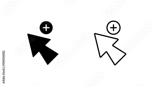 Add Cursor icon. outline glyph flat filled line style