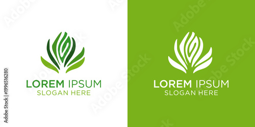 Elegant logo design featuring leaf elements with placeholder text for businesses seeking a modern and eco-friendly brand identity