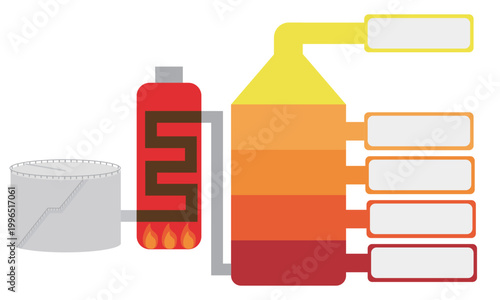 コピースペースありの石油精製工場の仕組みのイラスト