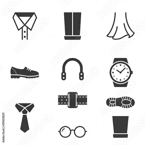 Obraz na plátně Collection of clothing and accessory icons for men and women.