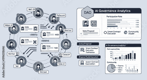 AI Governance Analytics Dashboard for Decentralized Autonomous Organization (DAO) with Voting Systems and Smart Contract Data Visualization