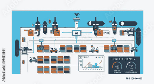 Smart Port Management System with AI and Automation Infographic for Shipping Logistics Efficiency