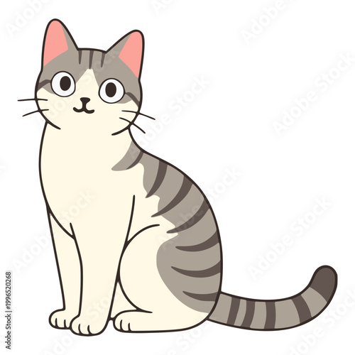 cartoon cute fluffy fat cat animal pet flat color vector illustration template design