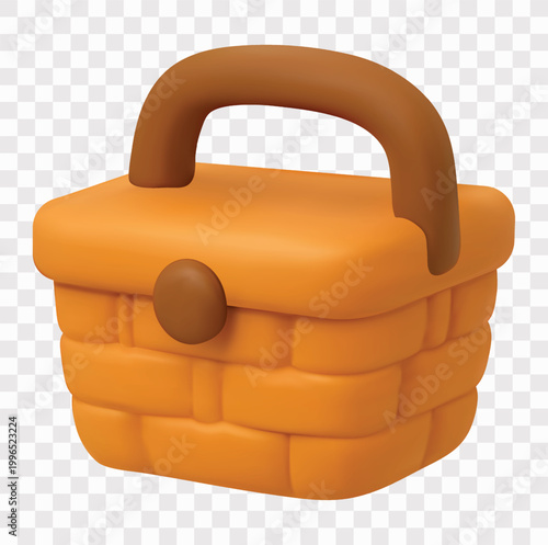 Picnic in the Park Vector Icon Set | 3D icon set |  picnic basket