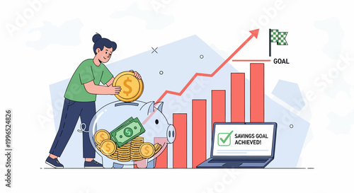 Man adding coin to money jar.