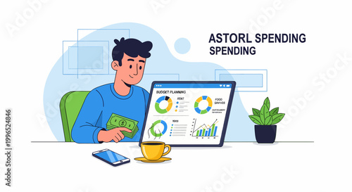 Man analyzing financial data on laptop.