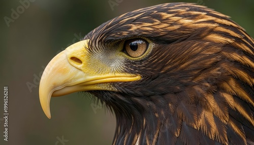 A close-up portrait of a majestic eagle with a sharp beak and piercing eyes