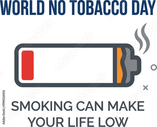 world no tobacco day poster with low battery icon