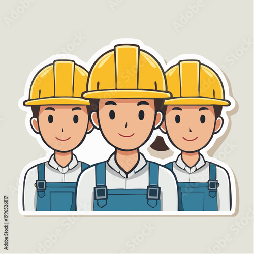 Cartoon illustration of construction workers in hard hats