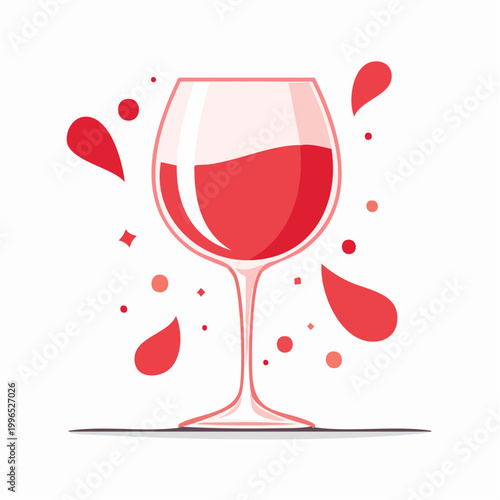 Red Wine Glass with Splashes
