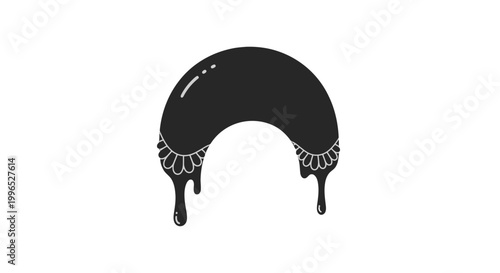 Black Paint Dripping from Curved Brush.