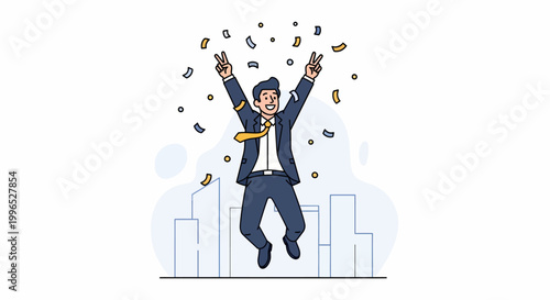 Man Celebrating with Money in Air.