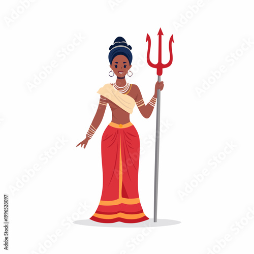 Illustration of a Woman Holding a Trident