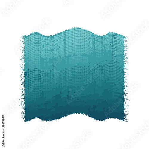 Abstract Wavy Blue Grid with Fringed Edges