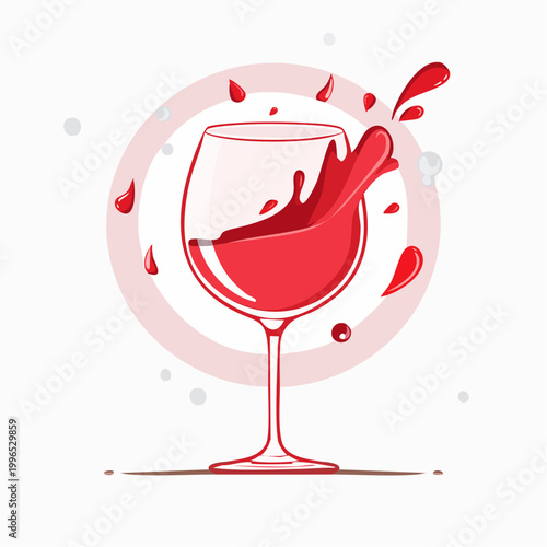 Red Wine Splash in Glass